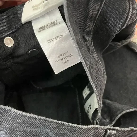 Agolde Black Wash Pose Denim Quinn High Rise Cut-Off Jean Skirt Women's Size 23 - Picture 6 of 7